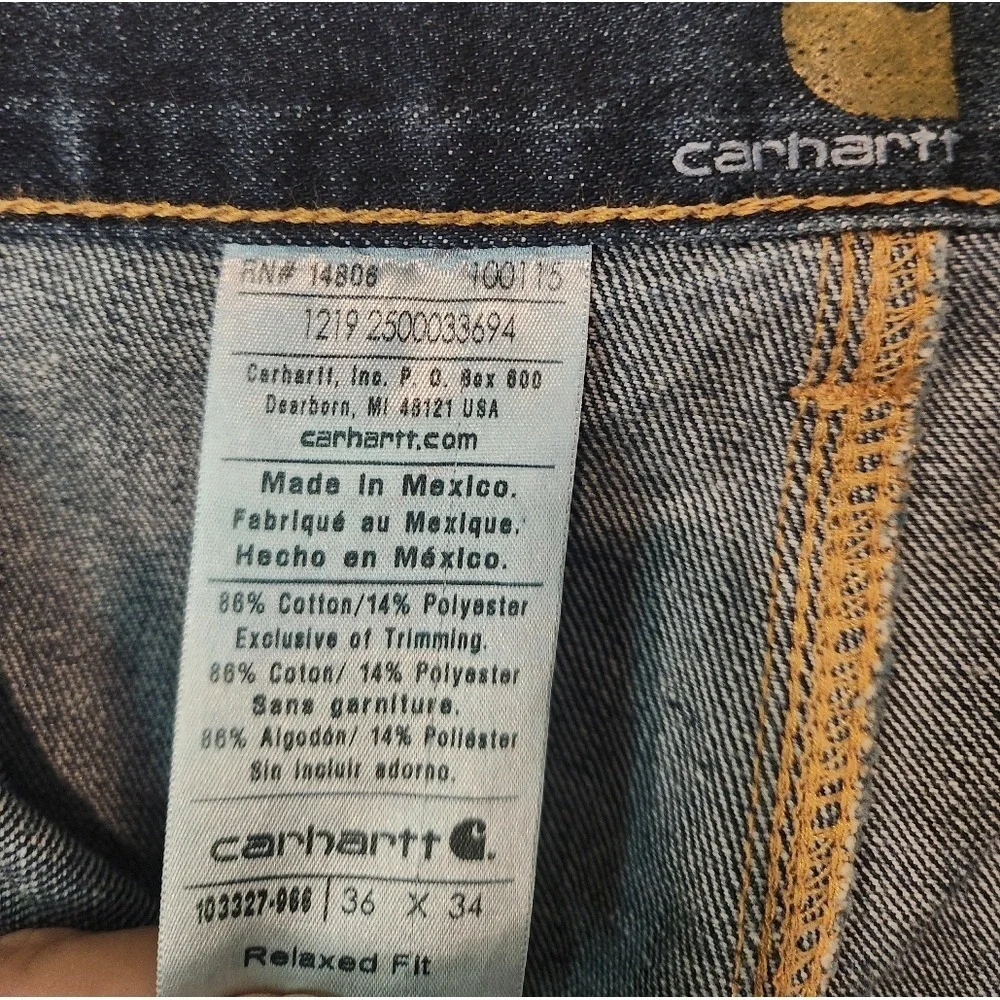 Carhartt 103327-966 Blue Ridge‎ Relaxed Fit Holter Denim Carpenter Jeans 36x34